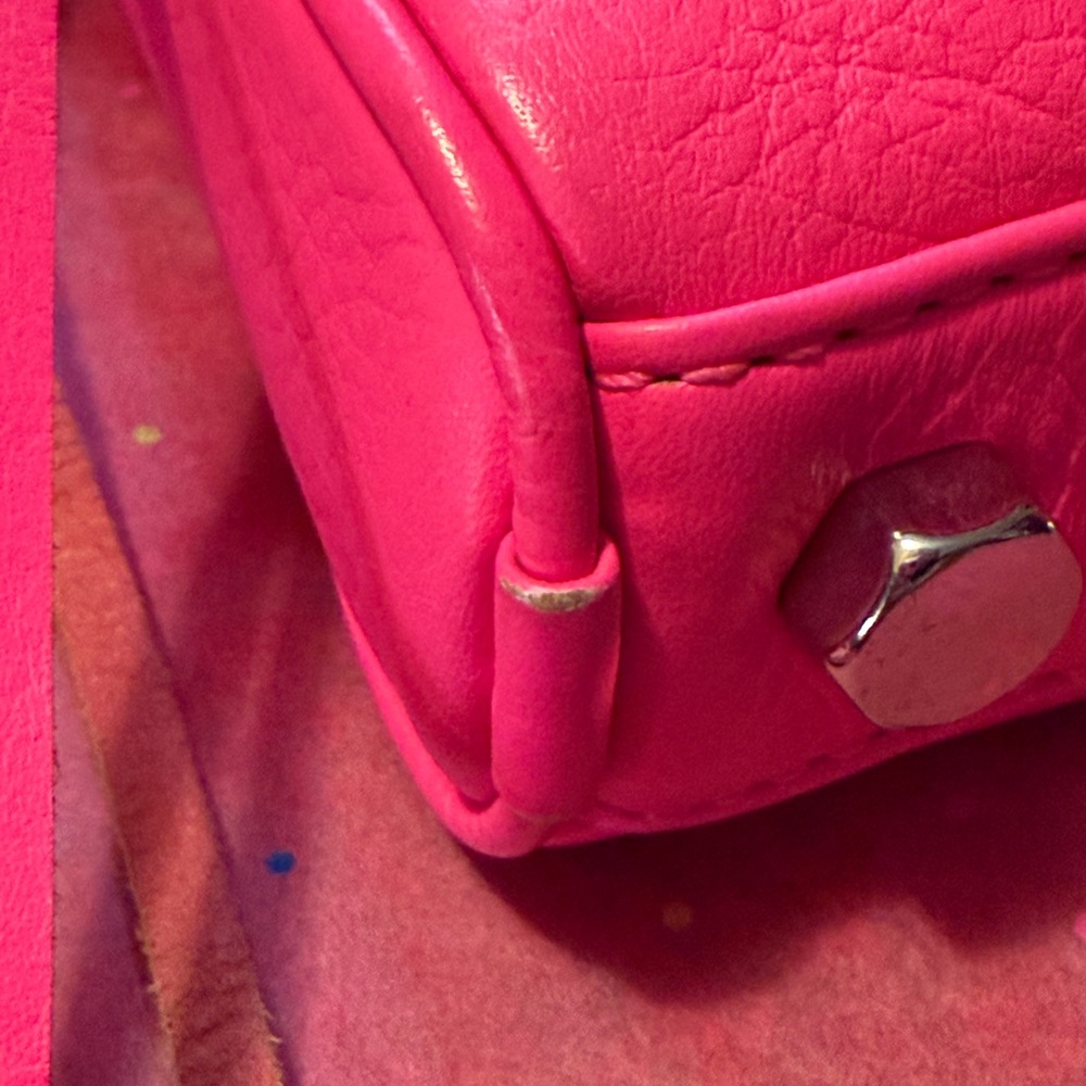 Rebecca Minkoff Mini M.A.C Electric Pink Leather Crossbody Bag Purse Chain Strap - Picture 10 of 17